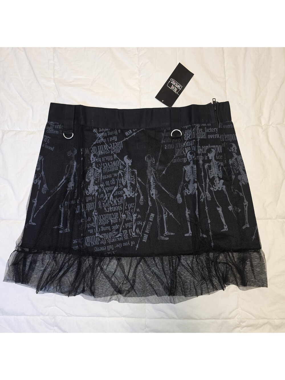 Dead Threads Cotton Mini Skirt Sheer Skeleton Goth Punk Y2K 2000s Sz XL / 14